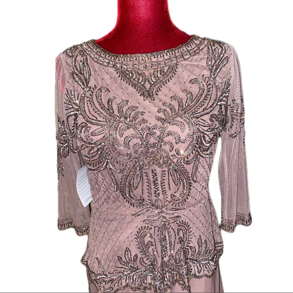 Pissarro Nights Mauve Mock-2-Piece Beaded Gown - Picture 3 of 5